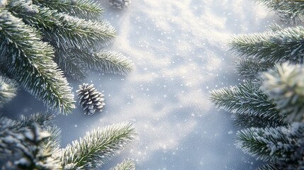 Obraz premium The Snowy Pine Tree Scene
