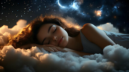 Peaceful Sleep: Dreaming on Clouds, Night Sky