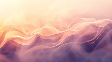 Obraz premium Playful, curving steam waves in soft grays, gently flowing on a warm sunset-inspired background with light highlights.