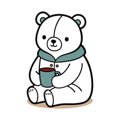 Naklejka premium Cartoon illustration of a cute brown teddy bear panda character smiling with love