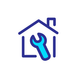 House Builder House Renovation Logo. Wrench and house icon for House renovation, construction, repair and maintenance logo icon design