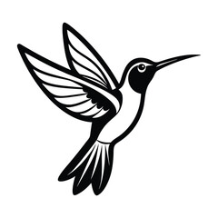 hummingbird flying vector art illustration