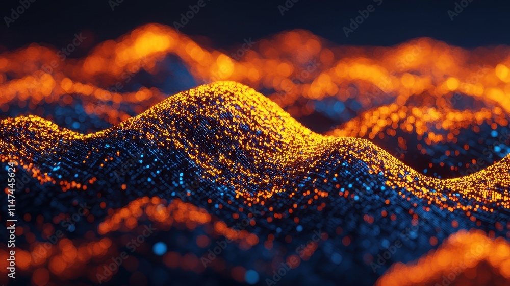 Poster abstract glowing wave pattern with vibrant colors and textures