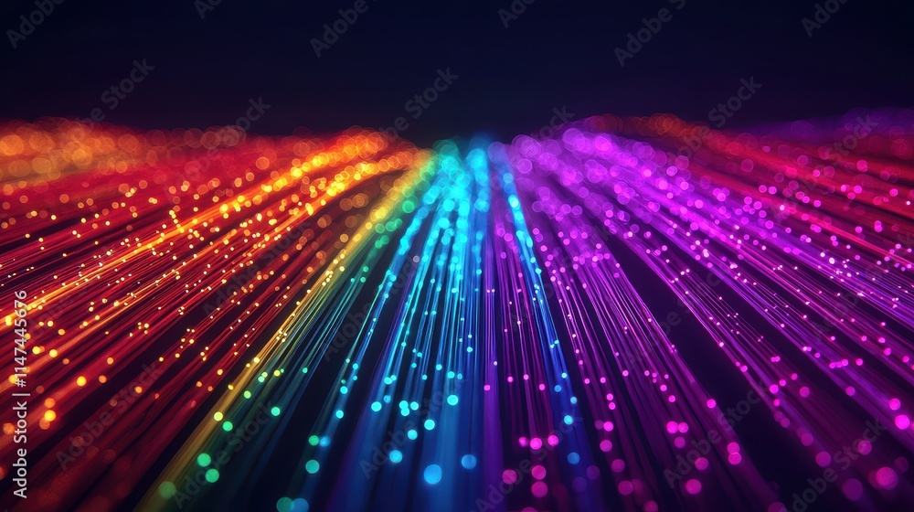 Poster vibrant colorful light trails creating glowing abstract background