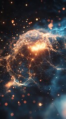 Obraz premium Abstract cosmic network with glowing stars and vibrant colors.
