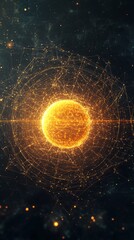 Naklejka premium Abstract representation of a glowing sun in a cosmic space.