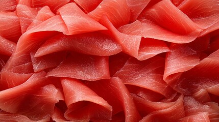 A dynamic close-up of fresh sashimi slices, their colors and textures emphasized with precise lighting.