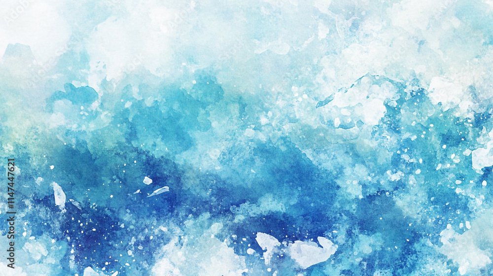 Poster abstract blue watercolor pattern with soft textures and gradients.