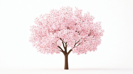 Obraz premium Modern Minimalist Rendering of Cherry Blossom Tree in a Bright Studio Environment
