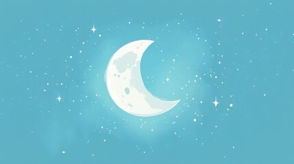 Fototapeta premium Enchanting Crescent Moon in a Starry Night Sky