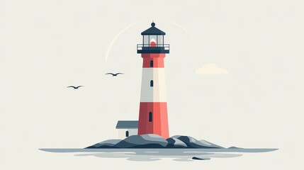 Serene Lighthouse by the Sea: A Tranquil Coastal Landscape