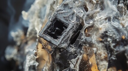 A close-up of a burnt electronic component, with smoke rising from the charred remains.