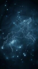 A stunning digital representation of a leaping dog amidst a cosmic starry background.