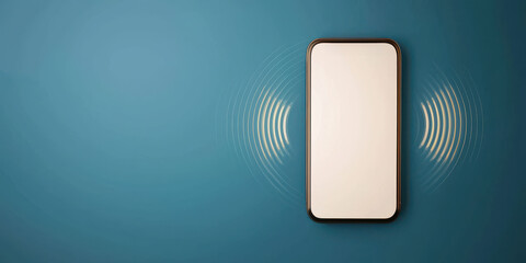 Protecting Privacy from Spam Calls and Scams. A smartphone on a blue background with sound waves, indicating an incoming notification or alert.