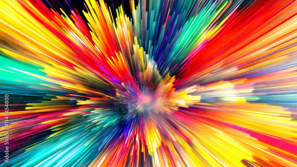 Poster dynamic abstract colorful motion bursts with vibrant hues swirling and blending in an energetic disp