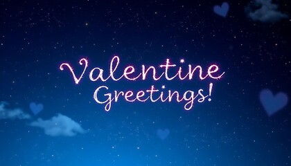 Fototapeta premium Sparkling Valentine Greetings Night Sky Message