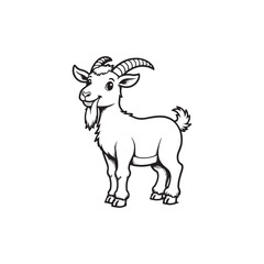 Goat line art on white backgroun