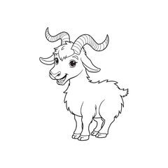 Goat line art on white backgroun