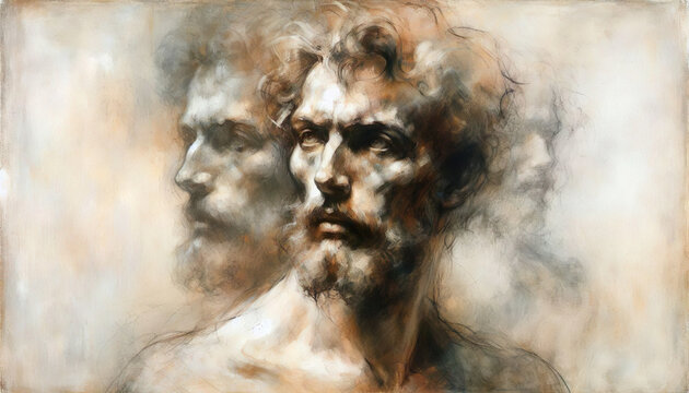 A collection of artistic portraits of men and women. Each portrait shows a person with expressive details and neutral backgrounds, highlighting the subjects' features and emotions.