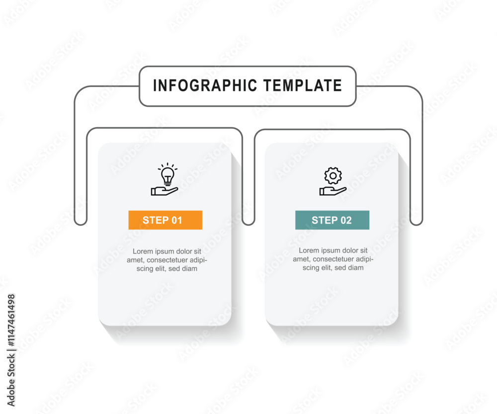Poster 2 step infographic template with line connected and paper style suitable for business information an