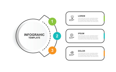 3 step line circle diagram infographic with icons suitable for business information and web presentation
