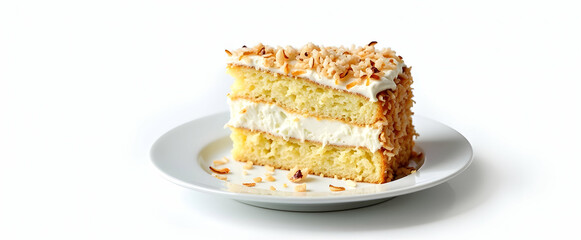 Indulge in this delectable coconut cake slice! Layers of moist sponge cake, creamy frosting, and toasted coconut flakes create a heavenly dessert. A perfect treat for any occasion!