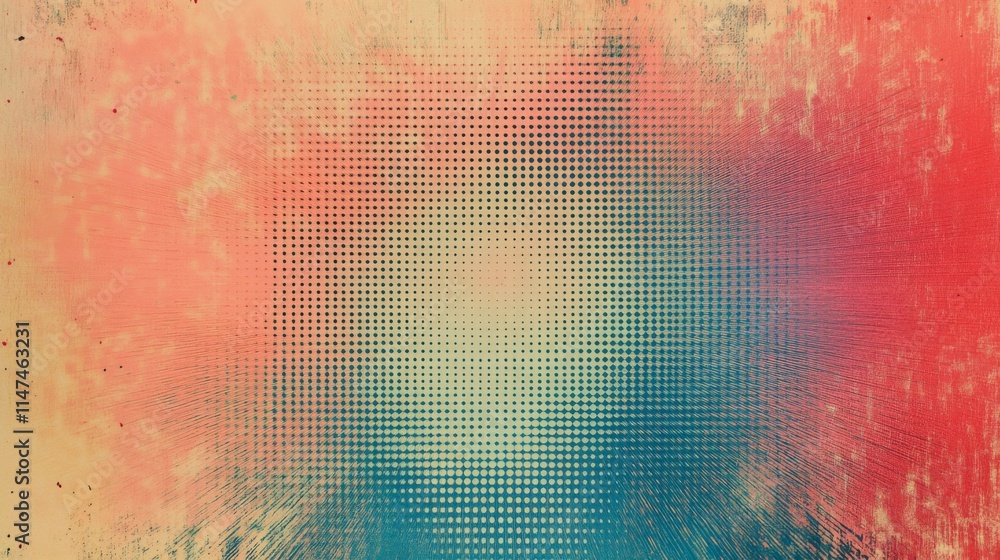 Poster abstract grid pattern background with pastel colors and grunge texture.