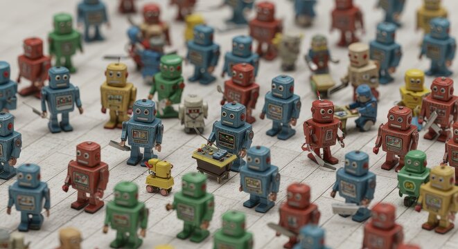 AI Robot vs Alien, AI, Robots and androids. AI Taking over the world, the concept of confrontation between humanity and artificial intelligence, alien invasion