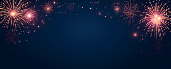 Naklejka premium A dazzling array of fireworks explodes in the night, set against a rich dark blue backdrop, generative ai