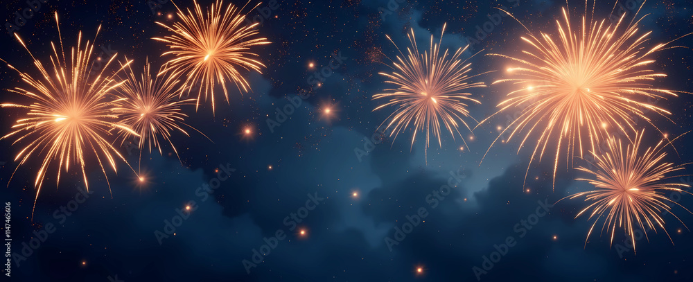 Poster vibrant fireworks light up the dark sky, creating a beautiful spectacle of colors and patterns, gene