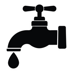 water tap icon silhouette logo template.