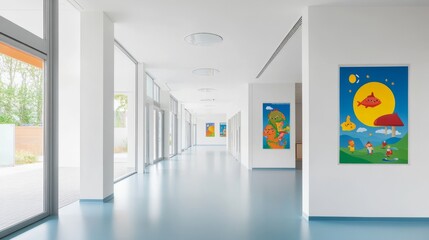 Empty pediatric clinic featuring vaccination posters, conveying a message of preparedness and public health awareness in a serene and hygienic environment.
