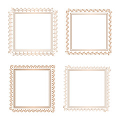Luxury Decorative vintage gold frames and borders set, Gold photo frame with corner gold line floral for picture, Vector design decoration pattern style. border design is pattern Thai art style