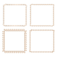 Luxury Decorative vintage gold frames and borders set, Gold photo frame with corner gold line floral for picture, Vector design decoration pattern style. border design is pattern Thai art style