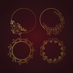 Luxury Decorative vintage gold frames and borders set, Gold photo frame with corner gold line floral for picture, Vector design decoration pattern style. border design is pattern Thai art style