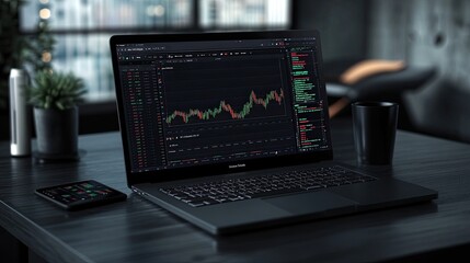 Fintech trading concept for laptops 