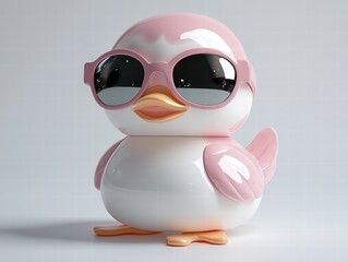 Obraz premium Cute duck toy model wearing sunglasses fun figure photography in studio environment