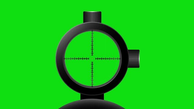 Sniper scope isolated on green screen background for visual effects and animation