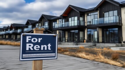 For rent sign displayed on a residential building, symbolizing opportunities for new beginnings and the dynamic nature of urban living.