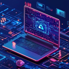 Future predict laptop with tech 