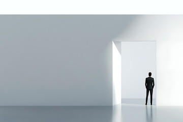 Fototapeta premium Modern Minimalist Empty Room with Open Door