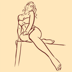 a sexy woman posing vector for card decoration illustration 