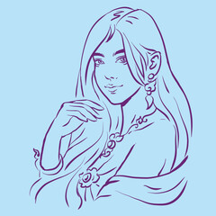 portrait of a girl posing vector for illustration card decoration