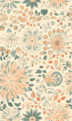 floral flower and leaf elements modern doodle illustrator seamless pattern for wallpaper or background