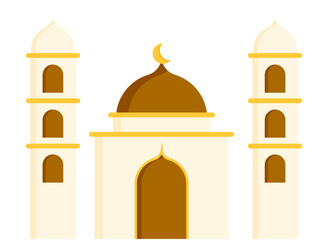 Flat mosque clipart islamic building clipart illustration