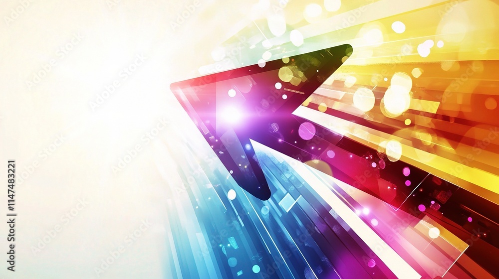 Aufkleber abstract technology background with rising arrow and colorful rays