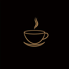 Coffee cup logo, Simple Coffee Cup with smoke Silhouette vector illustration, 