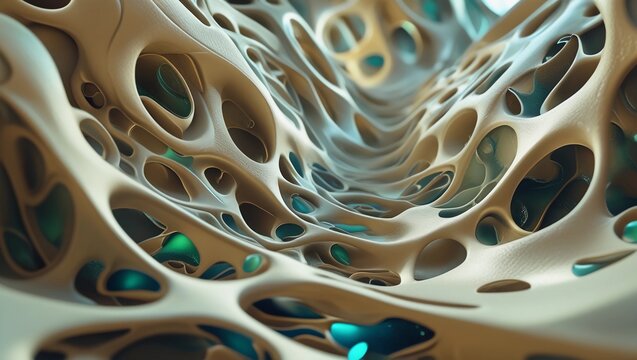 This image features a seamless beige biomorphic web pattern with a modern and abstract aesthetic, suggestive of interconnected networks