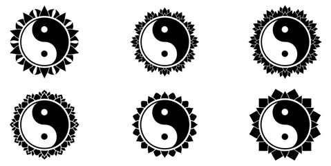 Yin Yang Symbol with a Lotus Flowe, spiritually or ballance symbol, for spa zen or yoga and therapy meditation illustration vector	