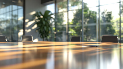 Obraz premium Sunlit Modern Conference Table in a Bright Office Space